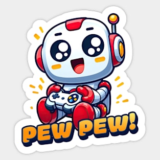 Pew Pew! - Cute Robot Gamer Sticker